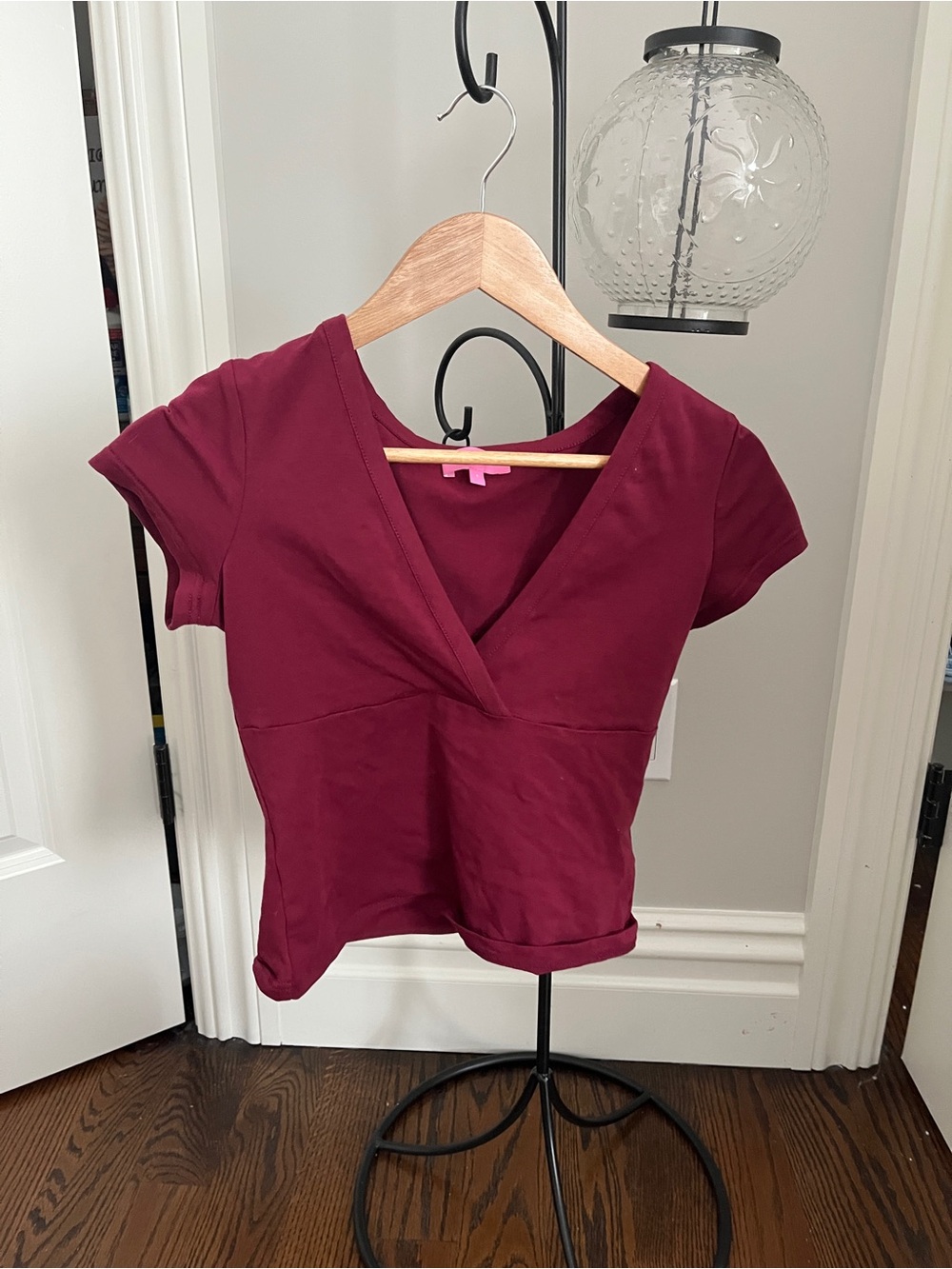 Burgundy cross over shirt